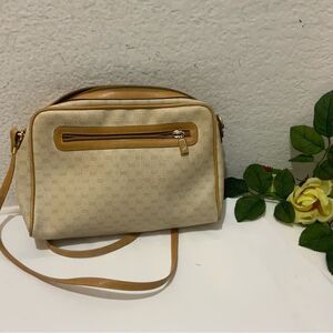 Vintage Gucci Leather Canvas Monogram Crossbody Purse Handbag Made In Italy